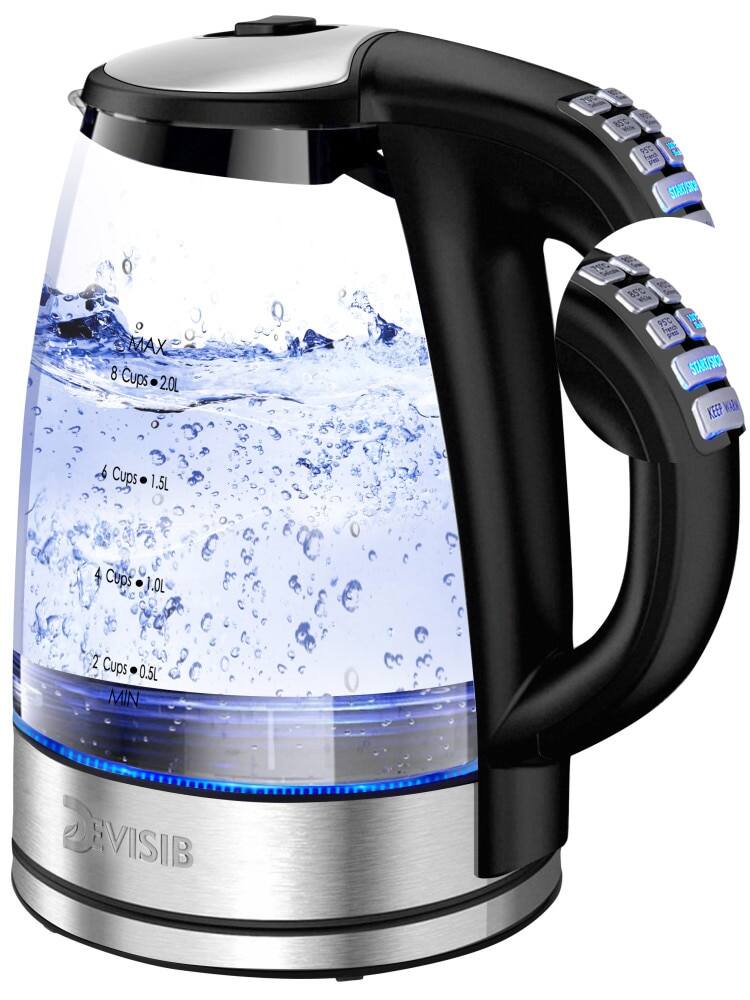 DEVISIB Electric Kettle Temperature Control 4Hours Keep Warm 2L Glass Tea Coffee Hot Water Boiler Food Grade 304 Stainless Steel