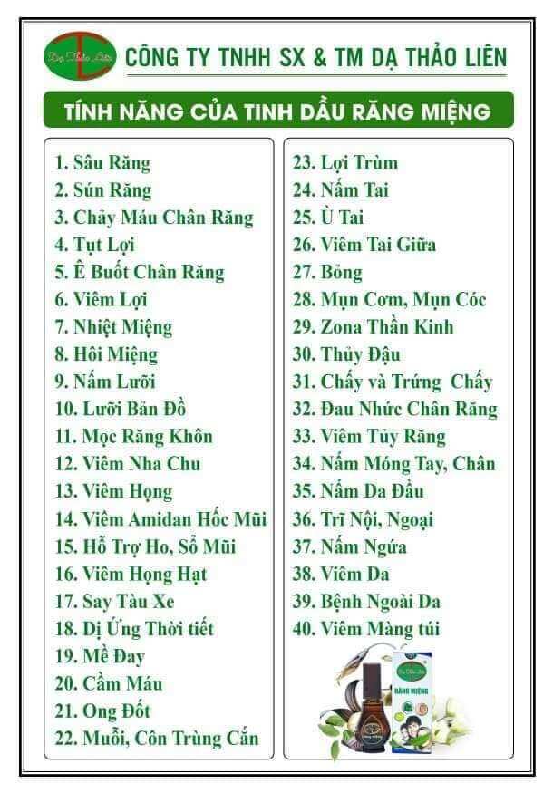 Tinh dầu răng miệng Dạ Thảo Liên