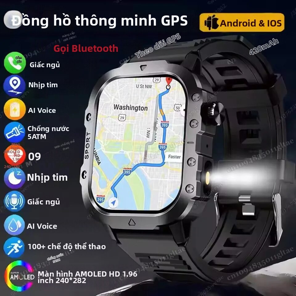 Đồng Hồ Thông Minh Quân Đội Mới 2026 Dành Cho Nam, Chống Nước IP67 3ATM, Theo Dõi Thể Thao Ngoài Trời, Đo Huyết Áp, Gọi Bluetooth, GPS