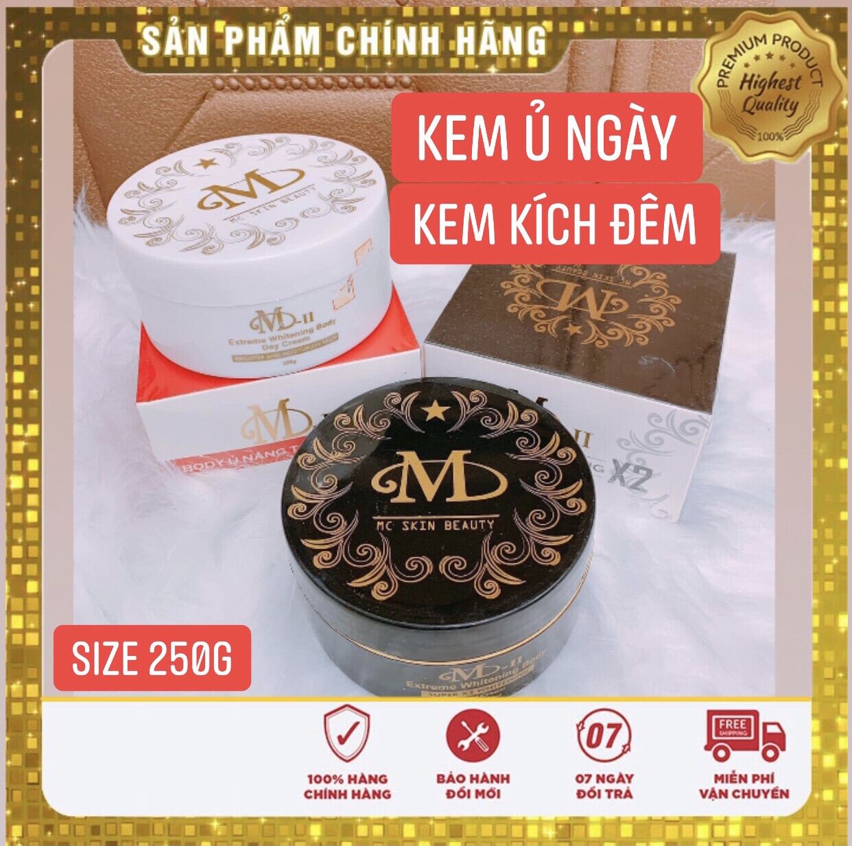 [Hcm][Freeship + Quà Tặng] 🌻 Combo Kem Body Ủ Ngày Kích Đêm Size 250G🌟 Tặng 3 Mask