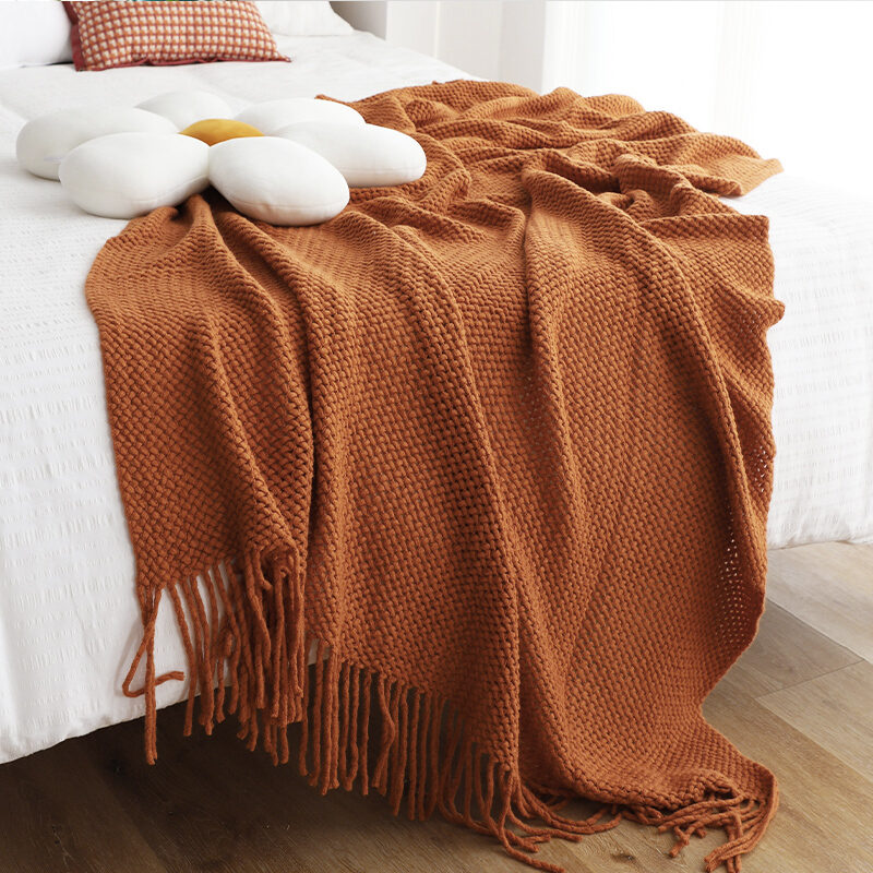 Nordic Knitted Woolen Blanket Hotel Bed Flag Sofa Blanket Nap Blanket Air Conditioner Blanket 100% M