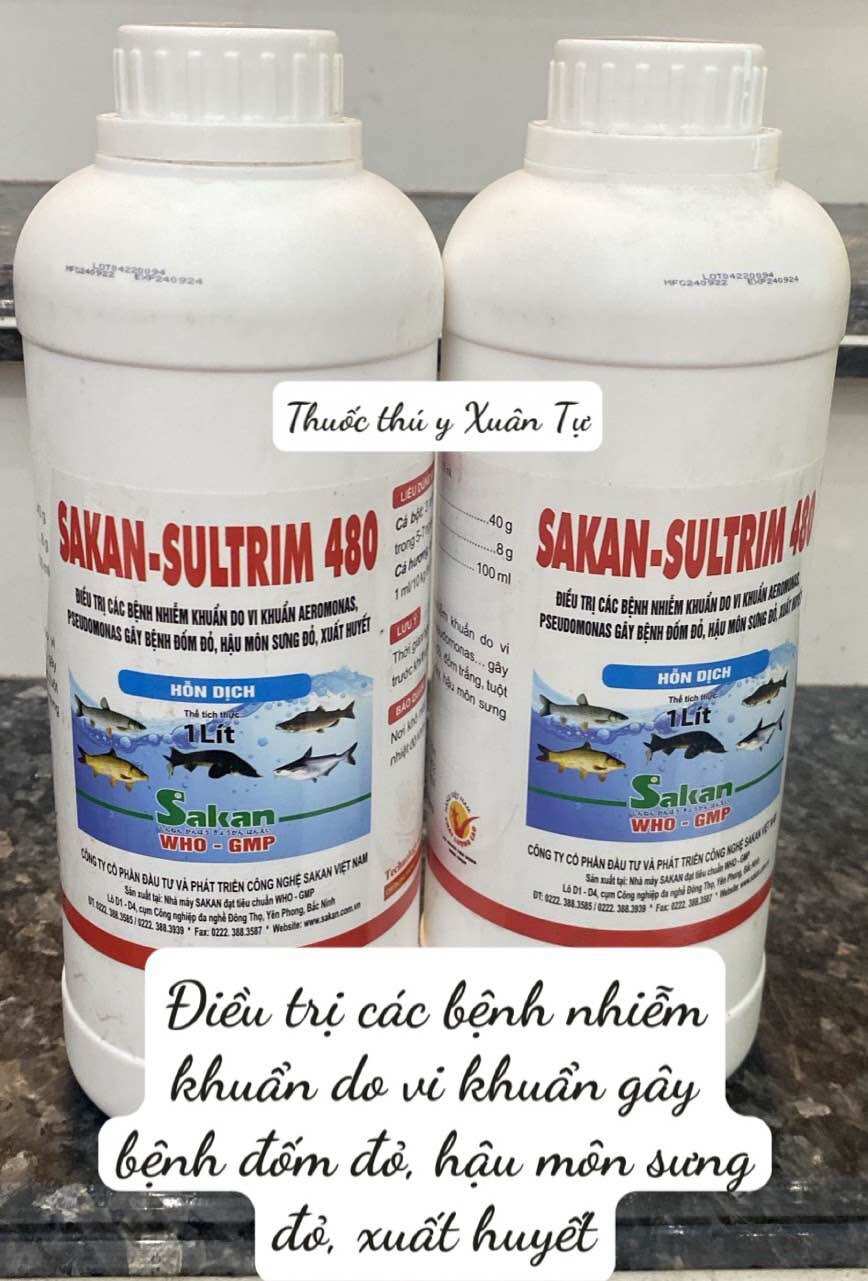 1l sakan - sultrim 480 dùng cho các bệnh trên cá trong ao hồ
