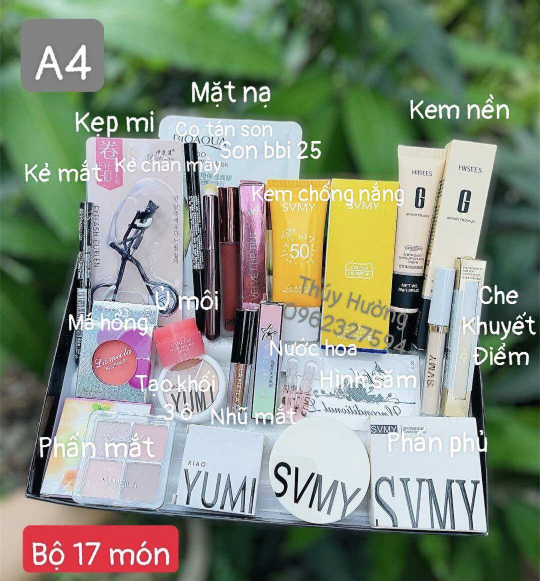 Bộ trang điểmđầy đủ makeup/trang điểm đi tiệc/trang điểm cá nhân cơ bản 17 món bộ a4