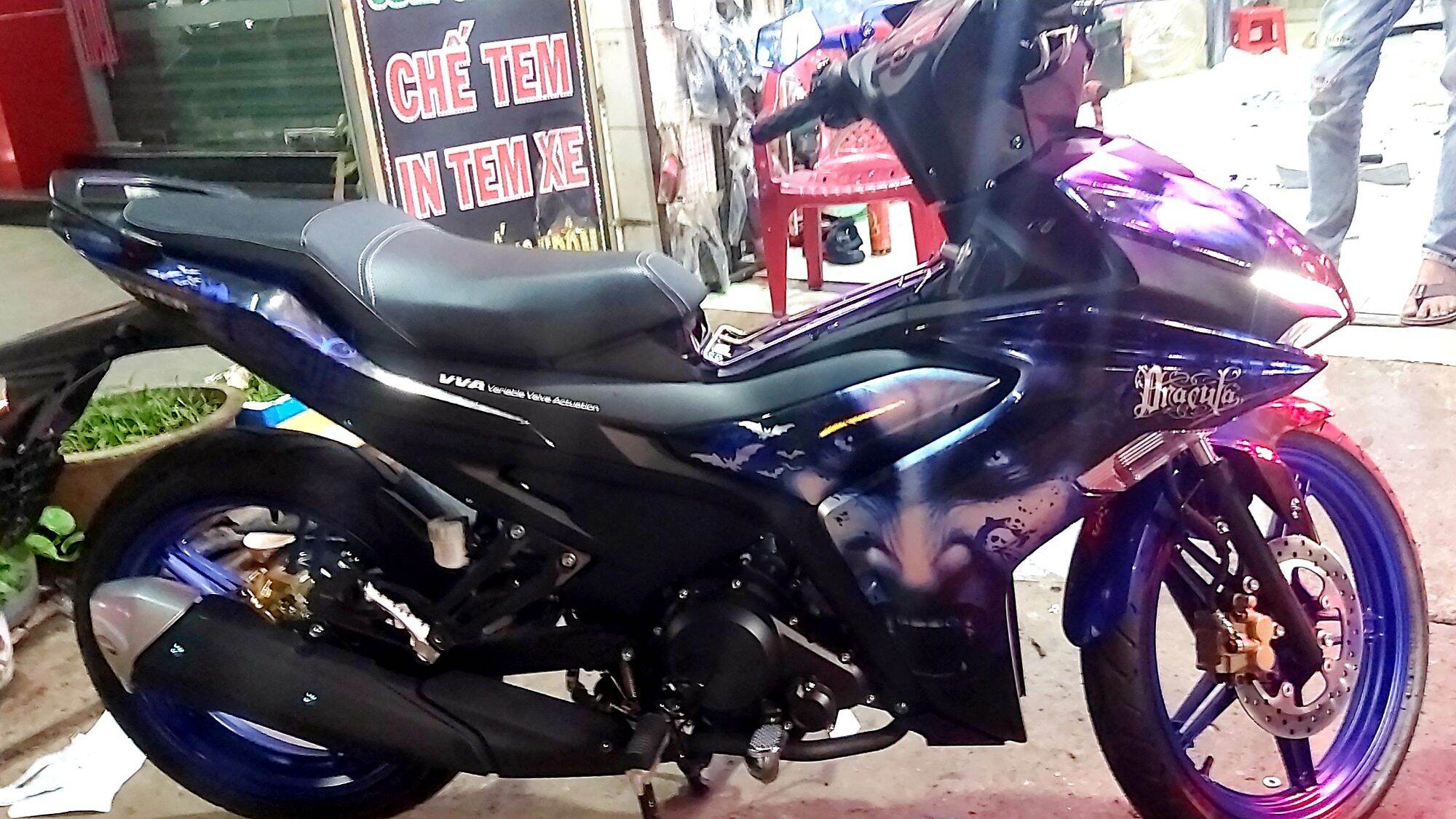 tem chế ex 155 decal candy cao cấp xanh đen bạc