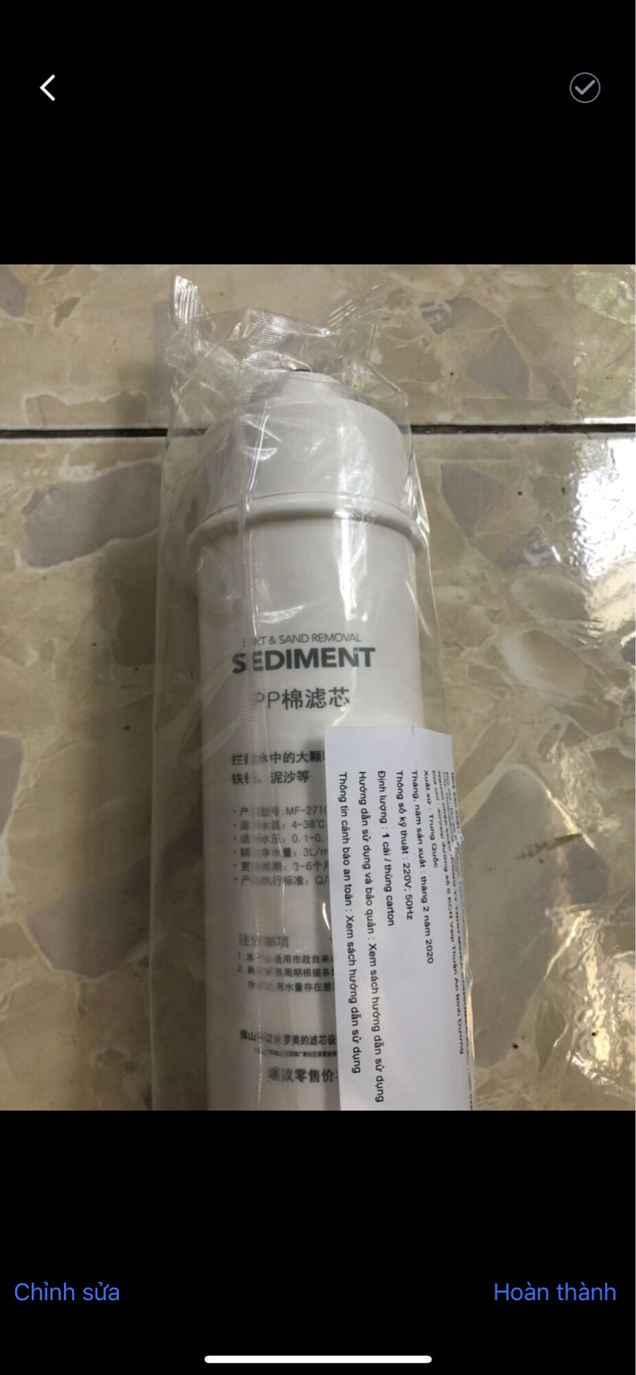 [HCM]??LÕI LỌC PP-SIDEMENT -dùng cho model JN1648T và JN1742T (LỖI 1 -PP)