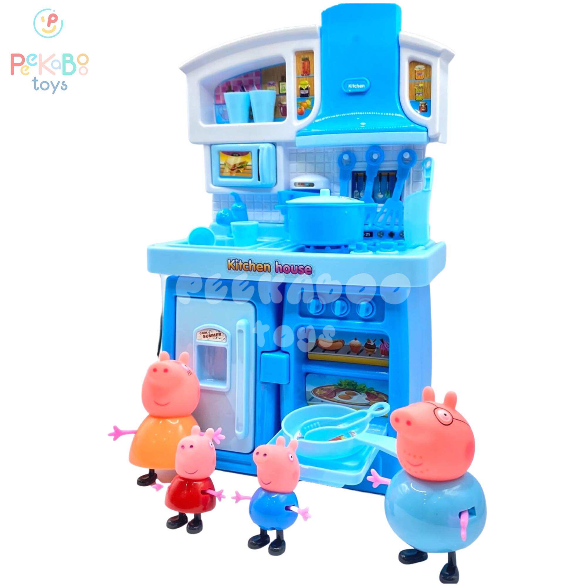 Bộ đồ chơi nhà bếp Gia đình heo Peppa mini ghép 2 kiểu khác nhau cho bé 998-2A đồ chơi trẻ em Peekaboo Toys