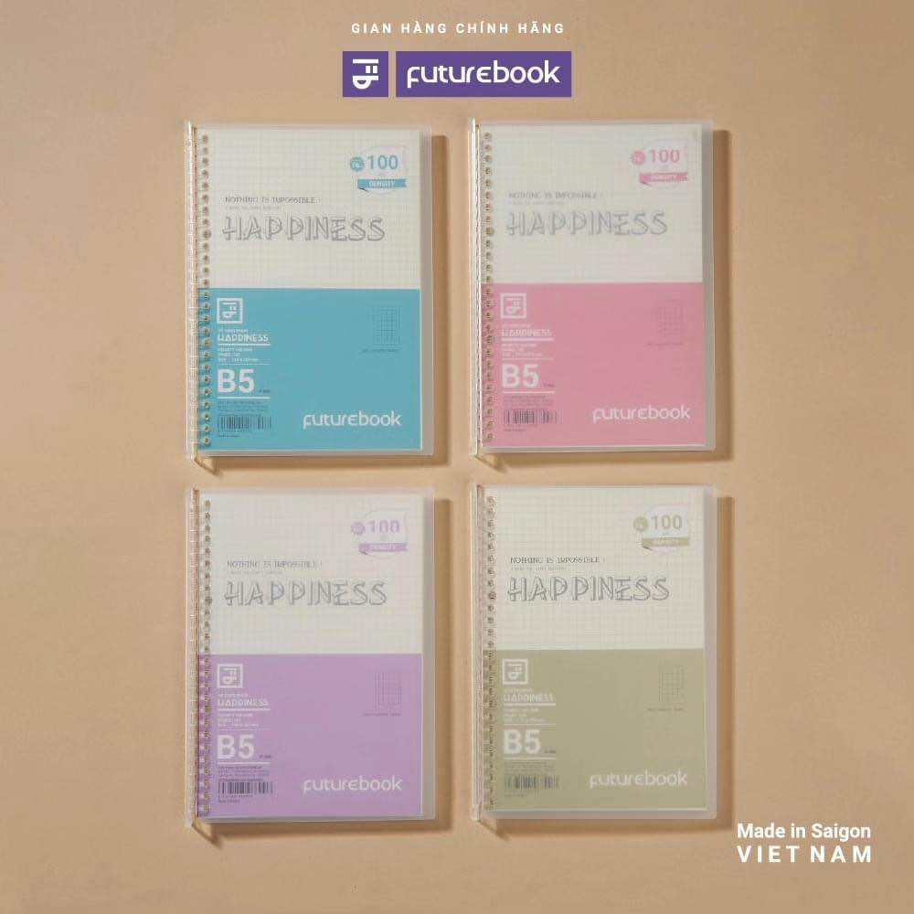 Sổ Còng Nhựa Happiness B5 26 chấu, kèm Ruột Giấy Refill, làm sổ tay planner, văn phòng phẩm phong cá