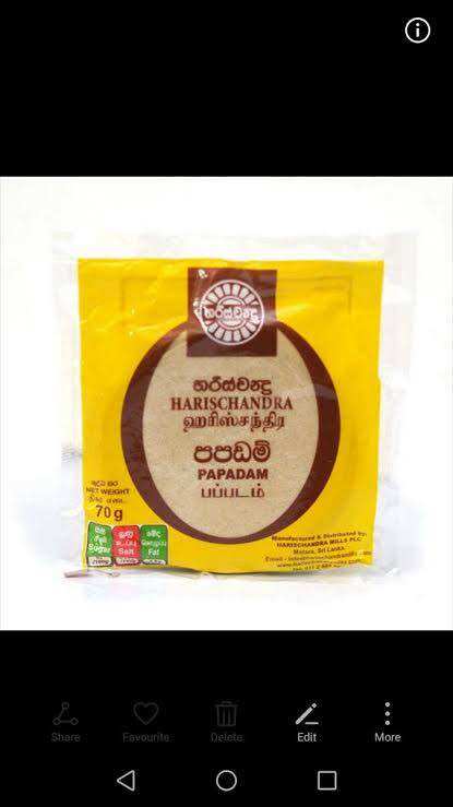 Sri Lankan Harischandra papadam 70g (Món ăn Sri Lanka papadam)