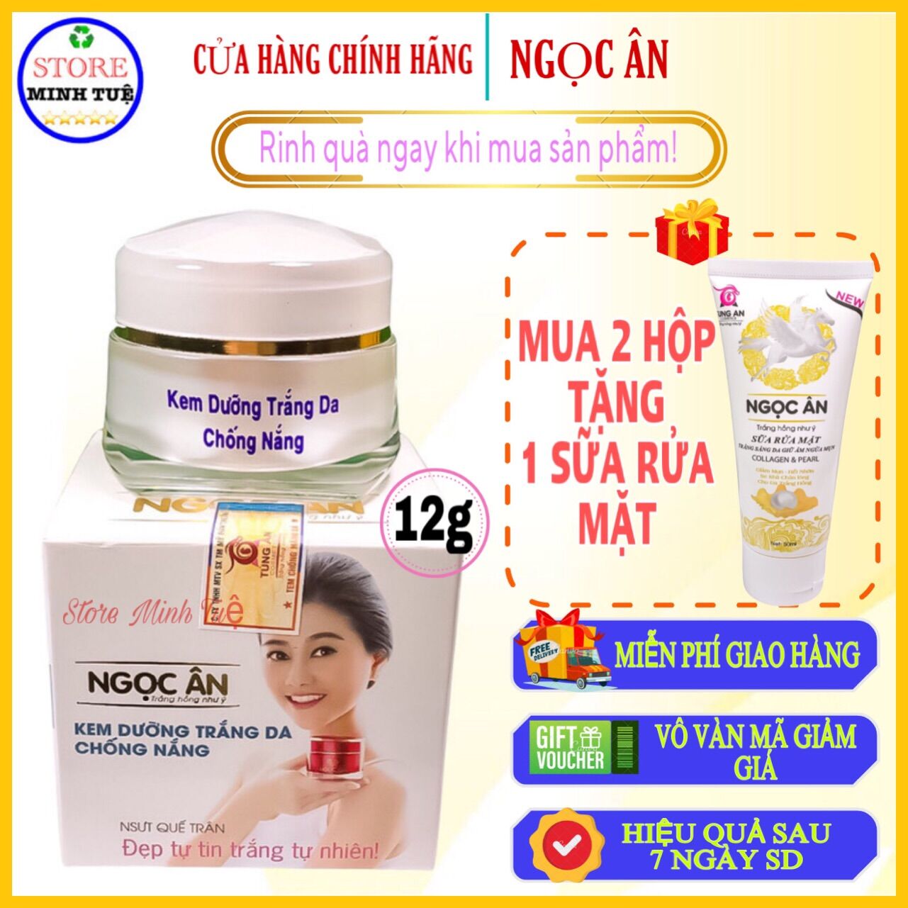 Kem ngọc ân dưỡng trắng da, chống nắng chiết xuất từ sâm trắng và ngọc trai giúp da trắng hồng như ý ( 12g )