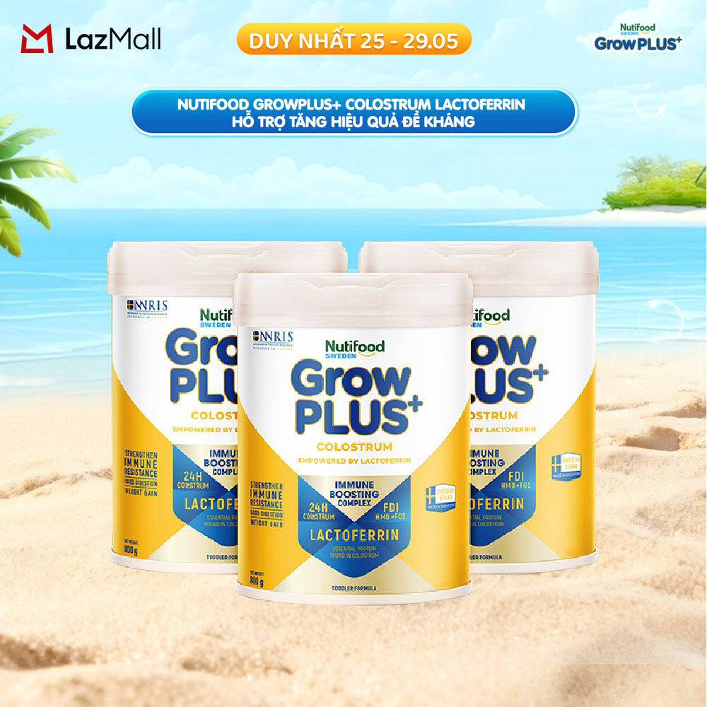 Combo 3 Sữa bột Nutifood Sweden GrowPLUS+ Colostrum Lactoferrin 800g