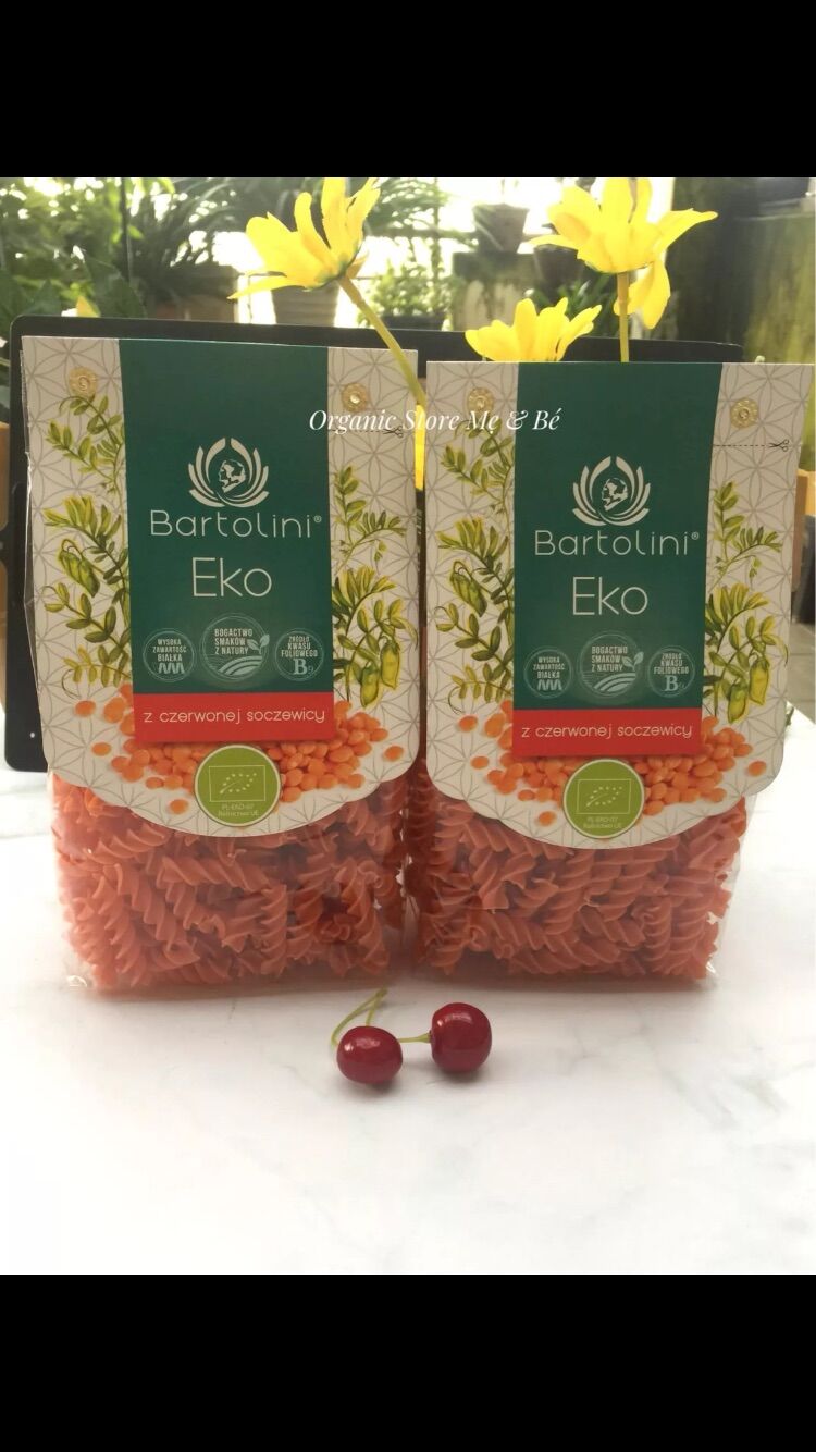 [HCM]Mì nui xoắn hữu cơ đậu lăng đỏ Bartolini 250g