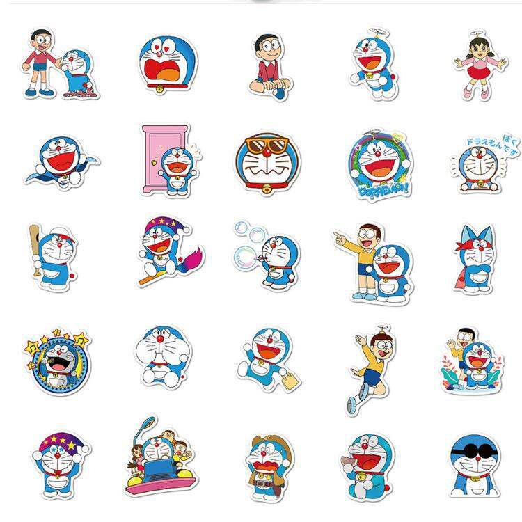 Set 50 miếng sticker hình dán chống nước Doraemon