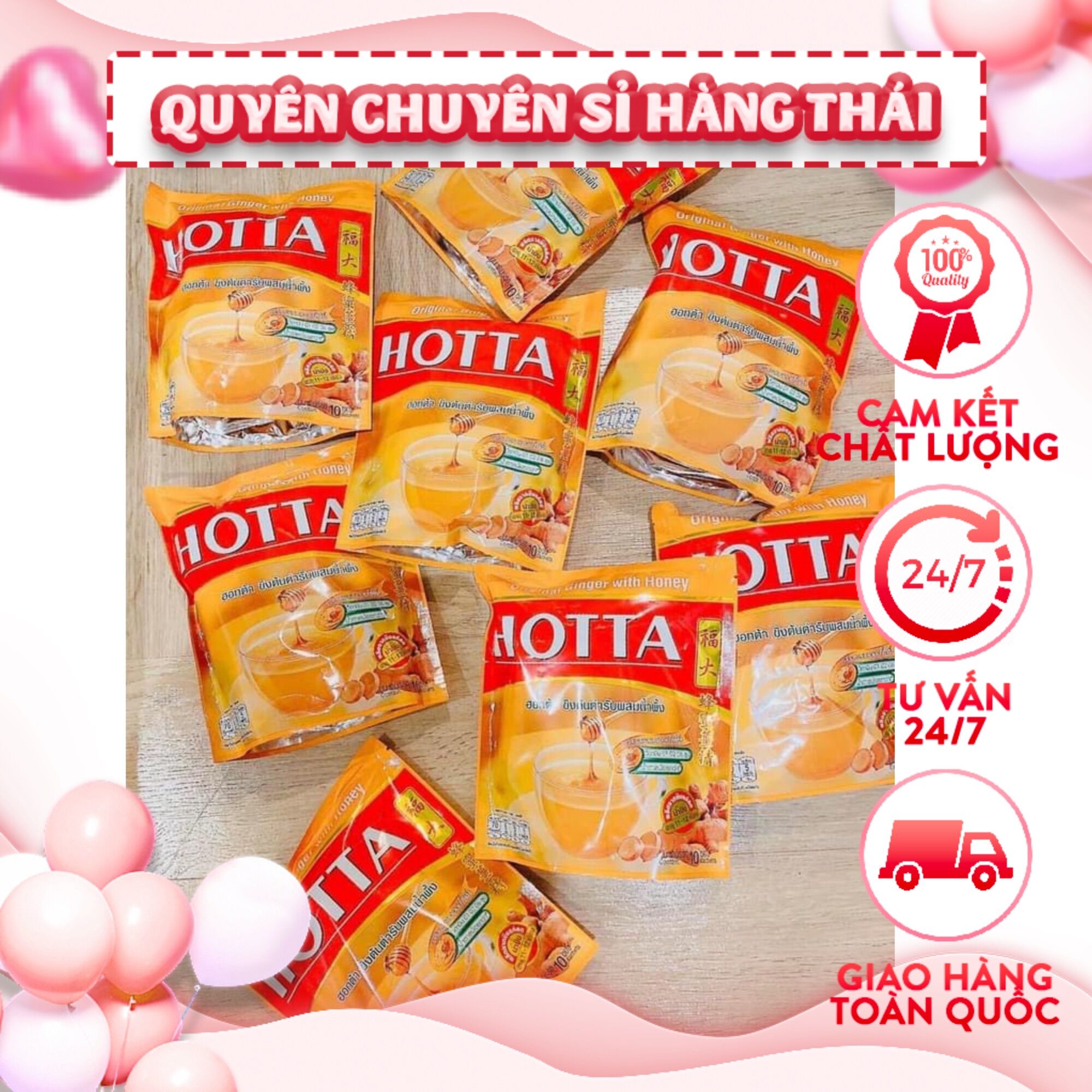 Túi 10 gói trà gừng Hotta thái lan