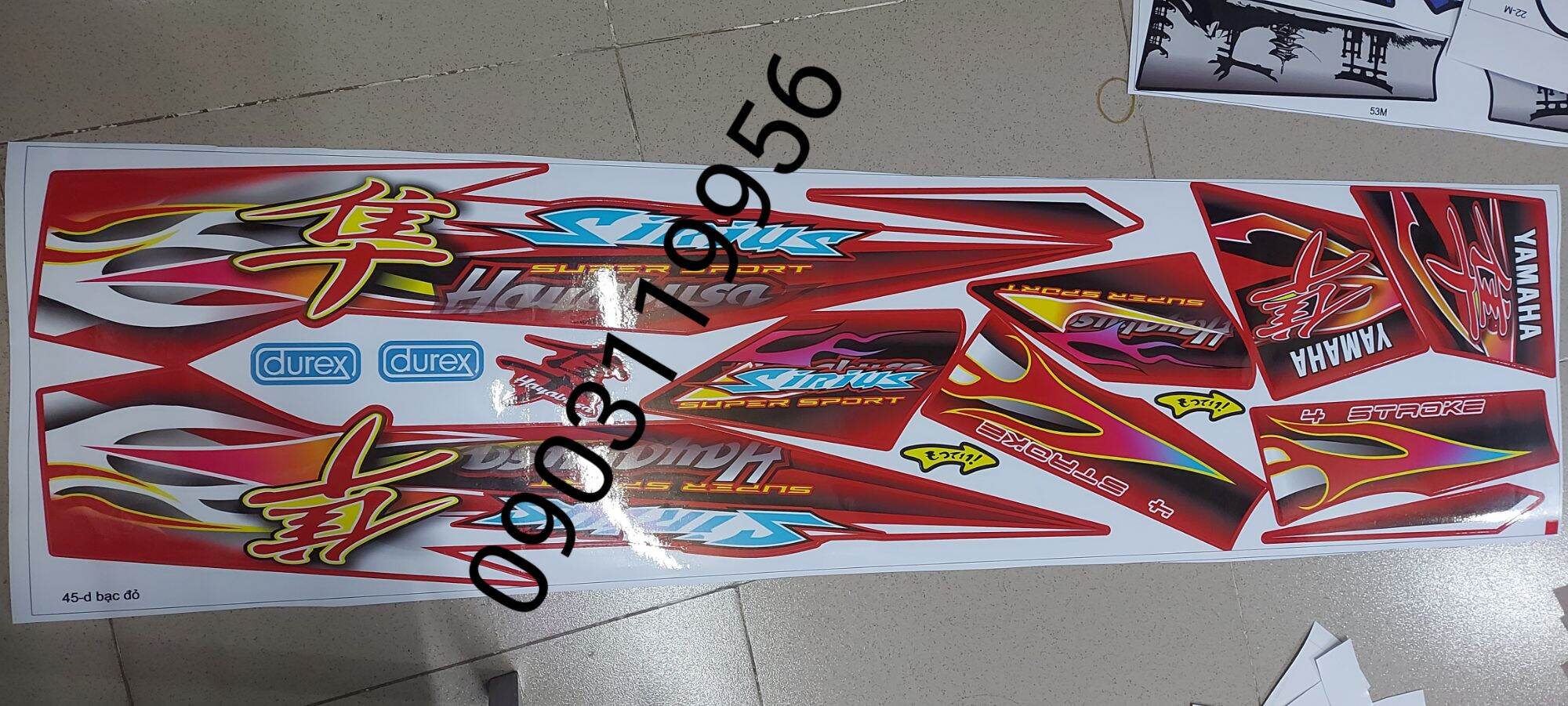 tem rời sirius đỏ chử tàu hayabusa siêu đẹp tem 3 lớp không bay màu chống nước siêu tốt