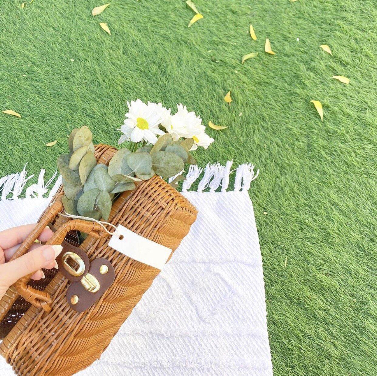 Vali Mây Đan Picnic Decor