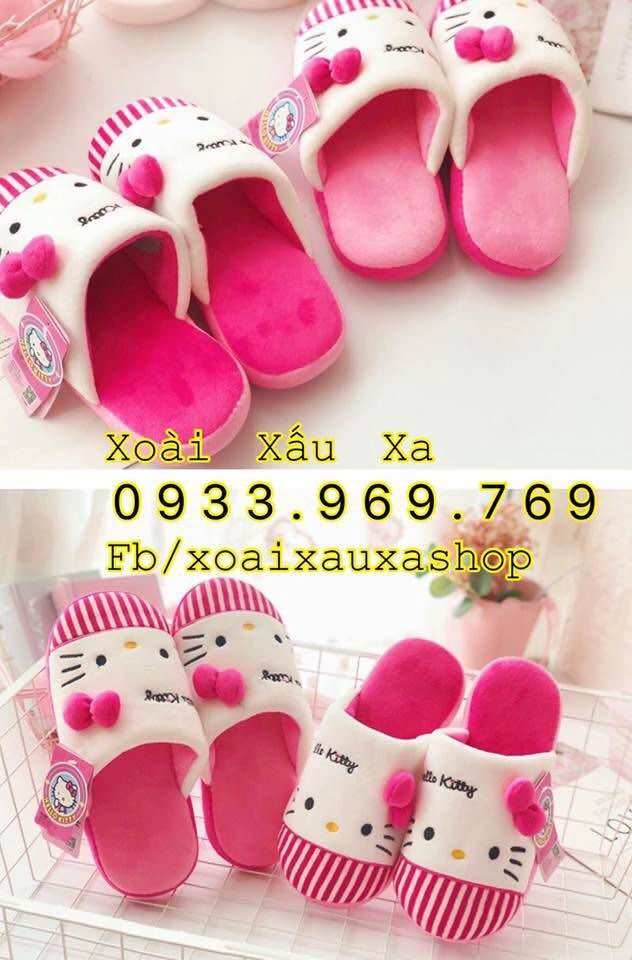 Dép bông hoạt hình hello kitty freesize đi trong nhà dễ thương đáng yêu