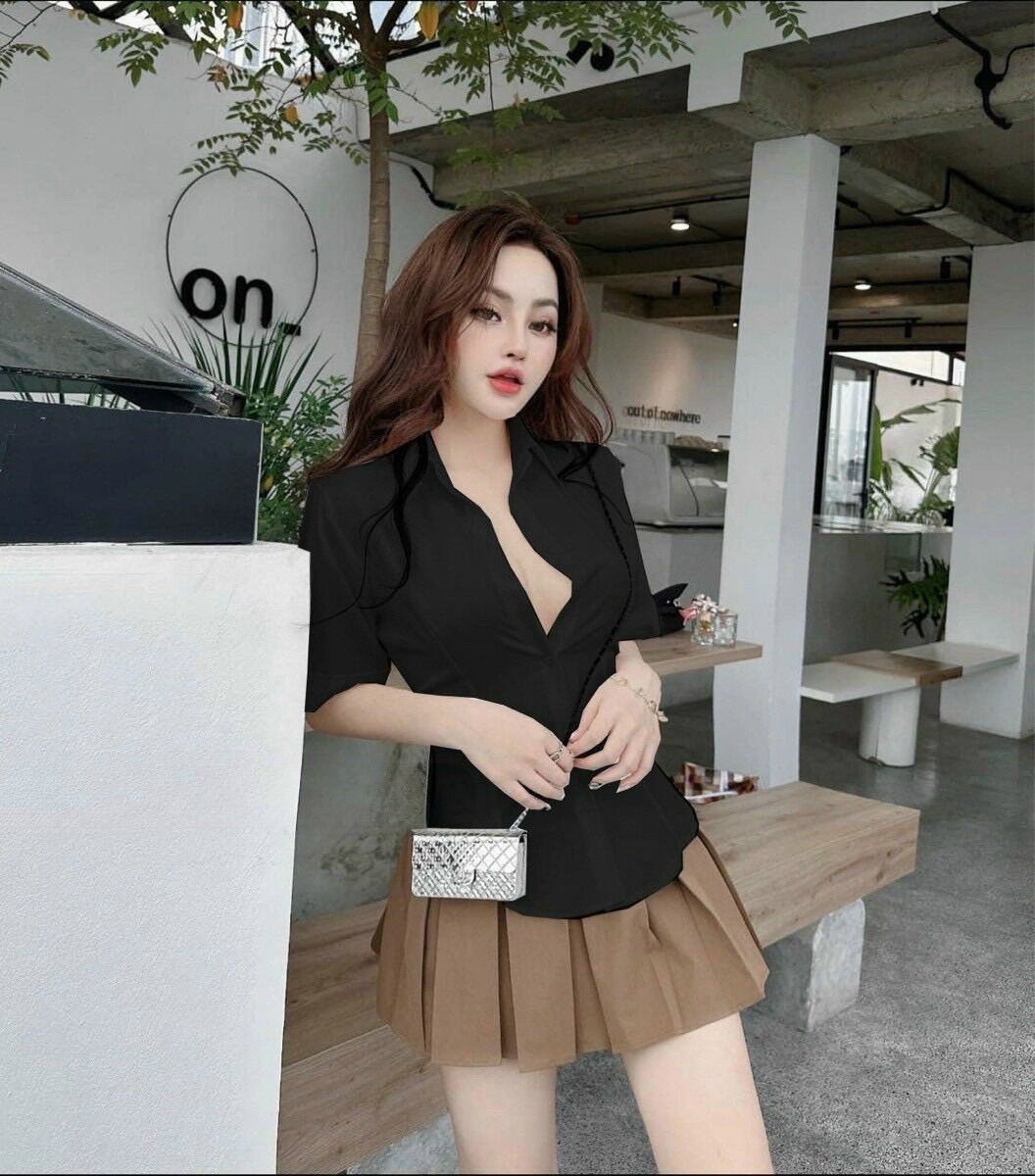 (SHOP BIGSIZE NỮ 50KG ĐẾN 90KG) set đồ sơ mi nữ sinh