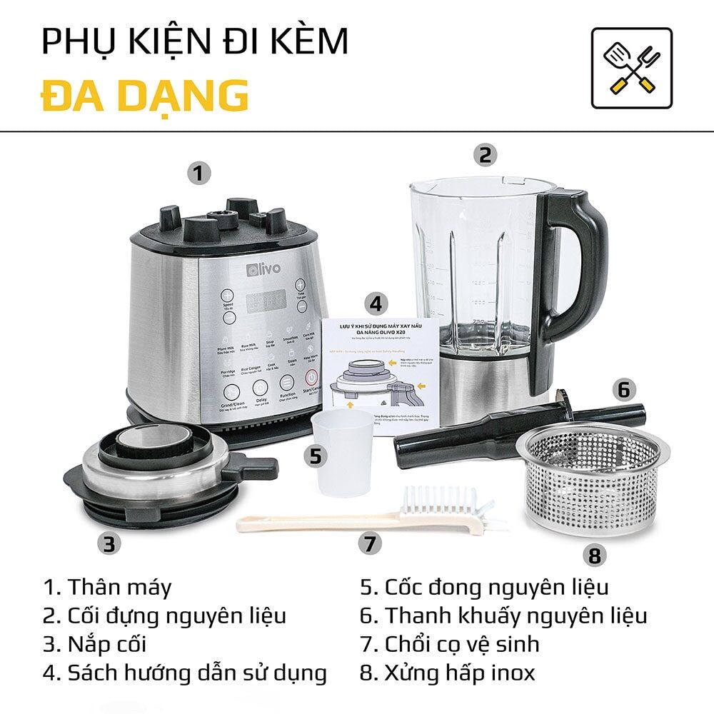 [CHÍNH HÃNG] Máy Làm Sữa Hạt OLIVO X20 PLUS - Thương Hiệu Mỹ 🇺🇸