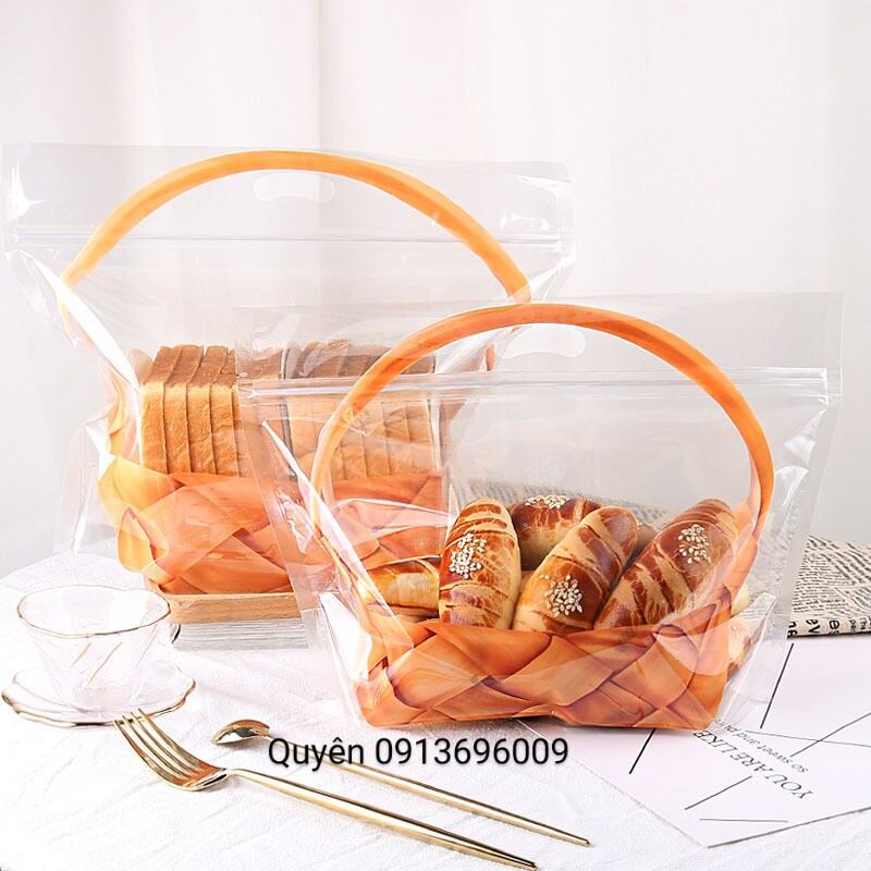 Size LỚN Set 10 túi 50 túi ZIP GIỎ ĐAN LÁT bánh mì, bánh quy, qui, kẹo, trái cây  - Bí đỏ shop dụng cụ làm bánh