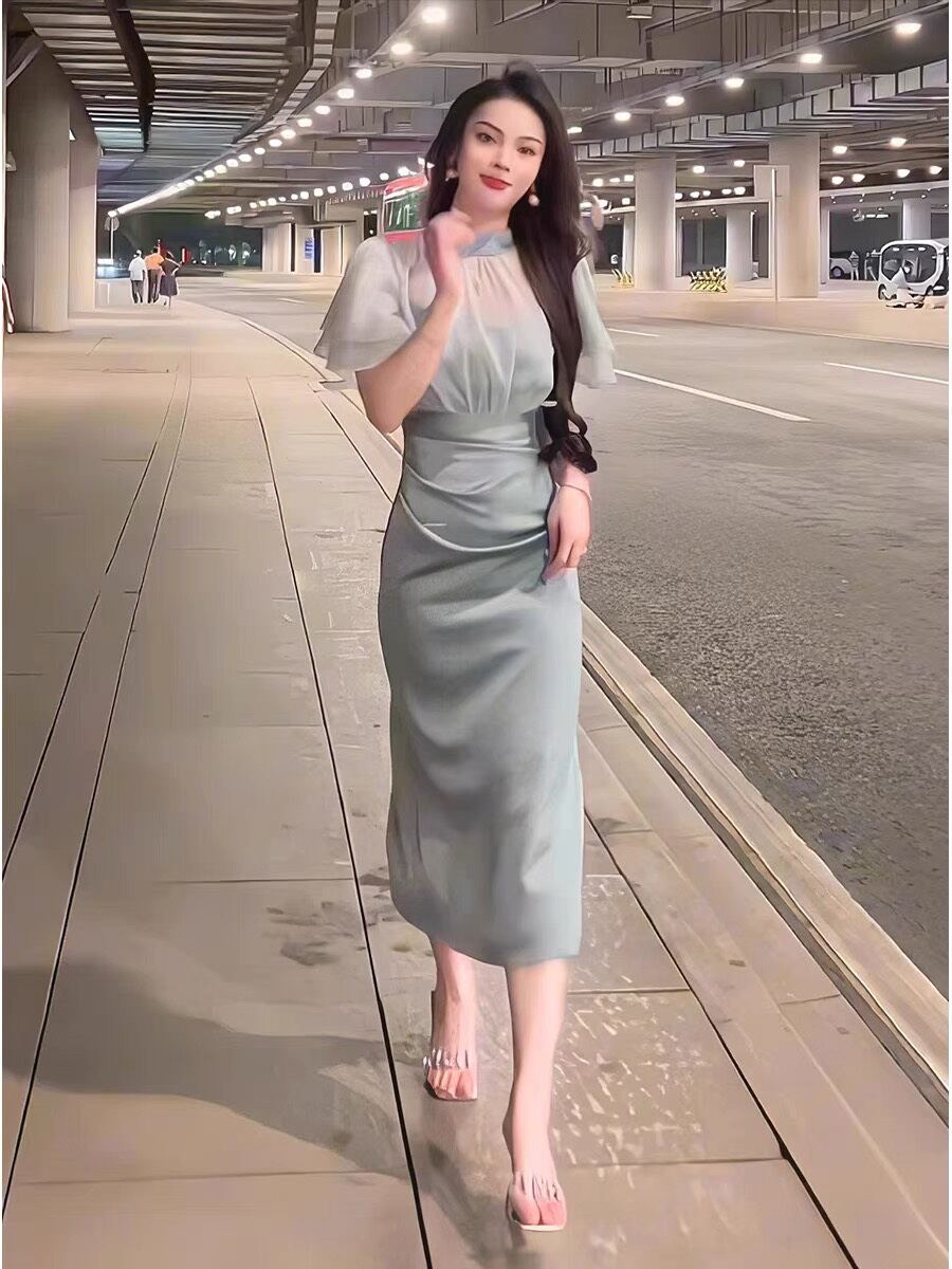 Đầm body phi phối voan chiffon nhẹ nhàng,cá tính
