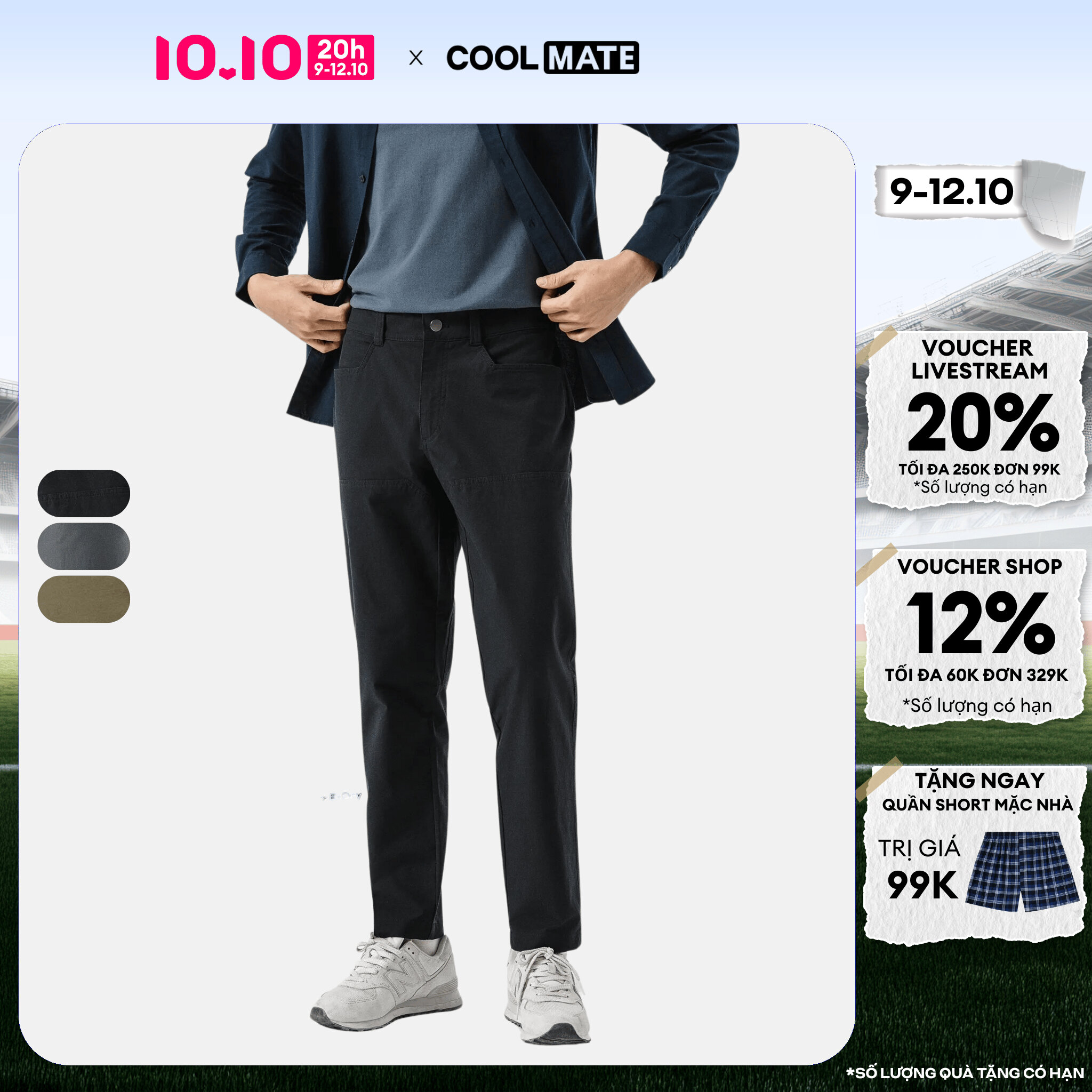 [CHỈ 20H 9-12.10 TẶNG QUẦN SHORT]Quần dài nam kaki ECC Pants giữ form dáng trong mọi hoạt động Coolmate