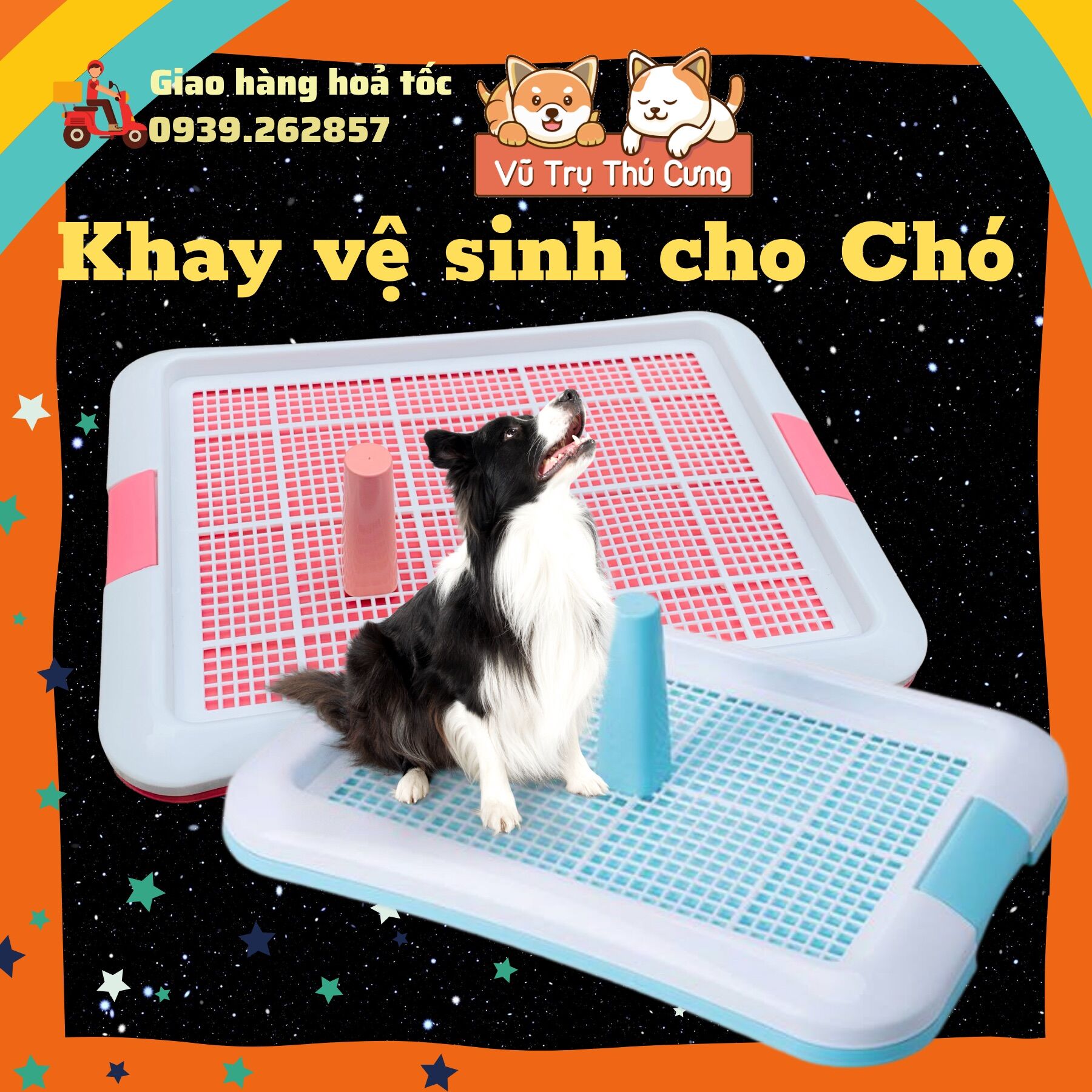 Khay vệ sinh cho chó có cọc tè, dễ dàng vệ sinh