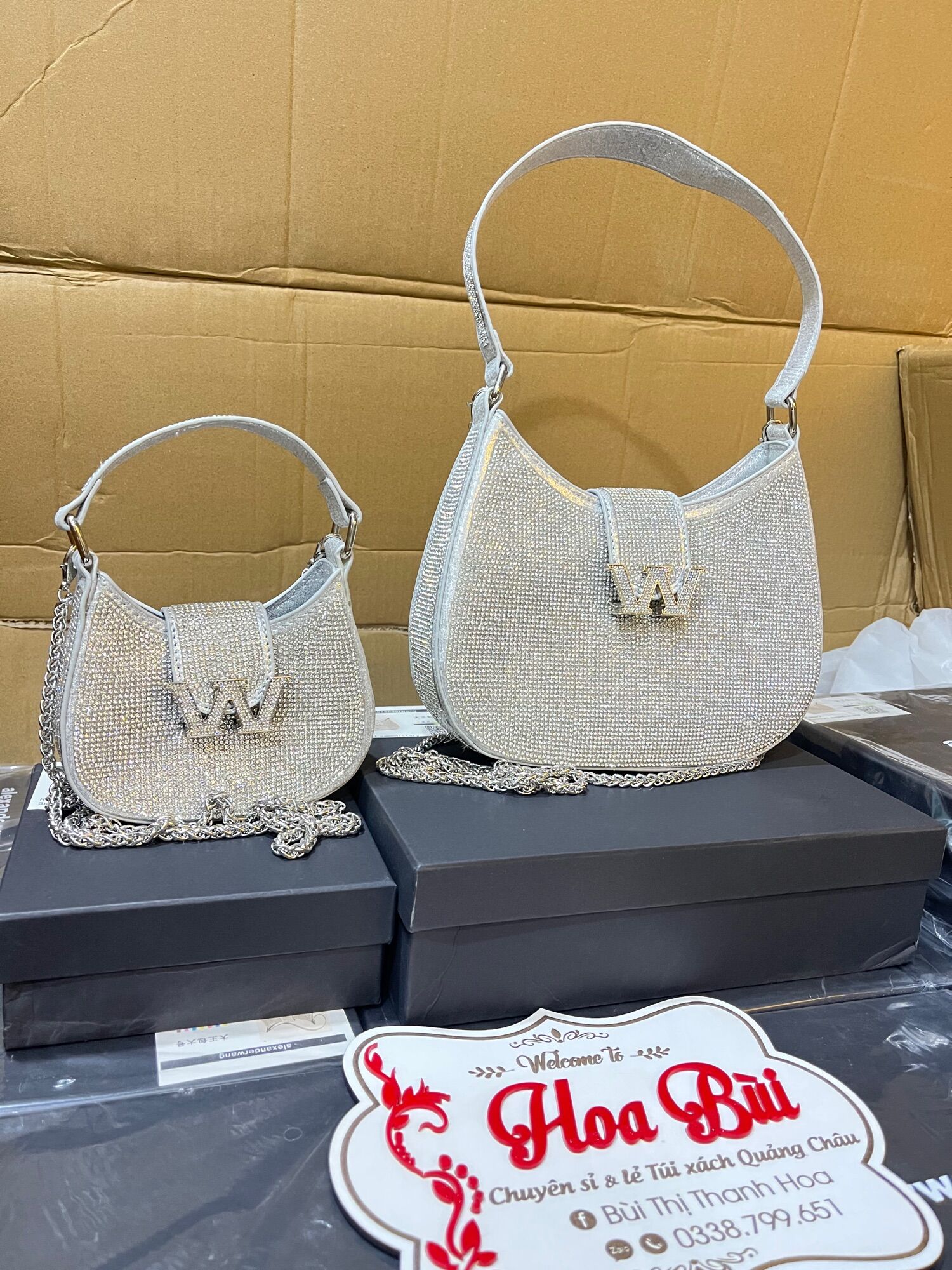 Túi Wang Đá Bling Lấp Lánh Fullbox qccc
