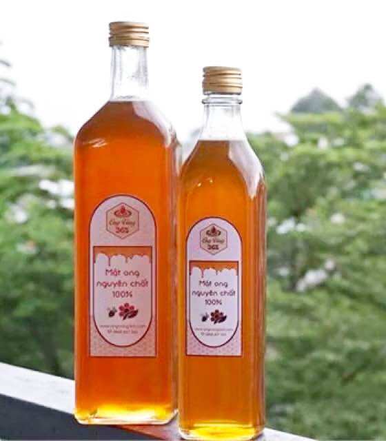 Chai thủy tinh vuông nắp nhôm đựng mật ong, rượu, siro nước mắm,( Nắp bo viền dày dặn)