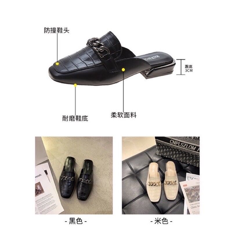 ( Sẵn hàng ) Dép sục da rắn khoá xích BIG SIZE 35-43
