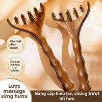 Head Massage Comb with 6 Claws for Acupoint Stimulation Wooden
