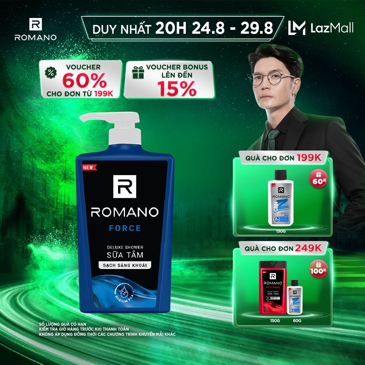 Sữa tắm hương nước hoa Romano Force 650g