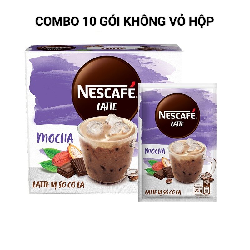 COMBO 10 GÓI - cà phê Nescafe Latte vị socola Nescafe Mocha Latte