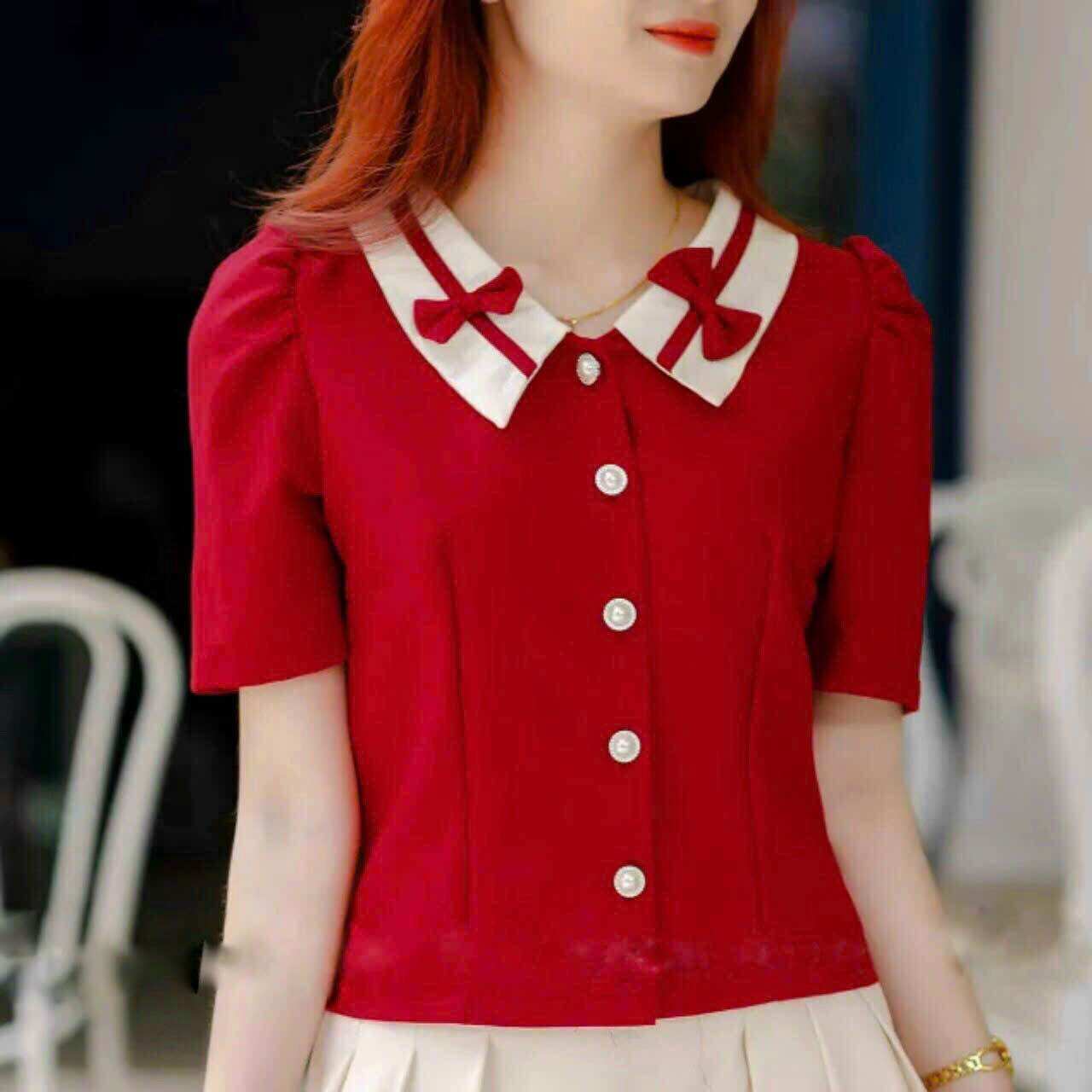 Áo công sở bâu nhọn tay ngắn Fullsize