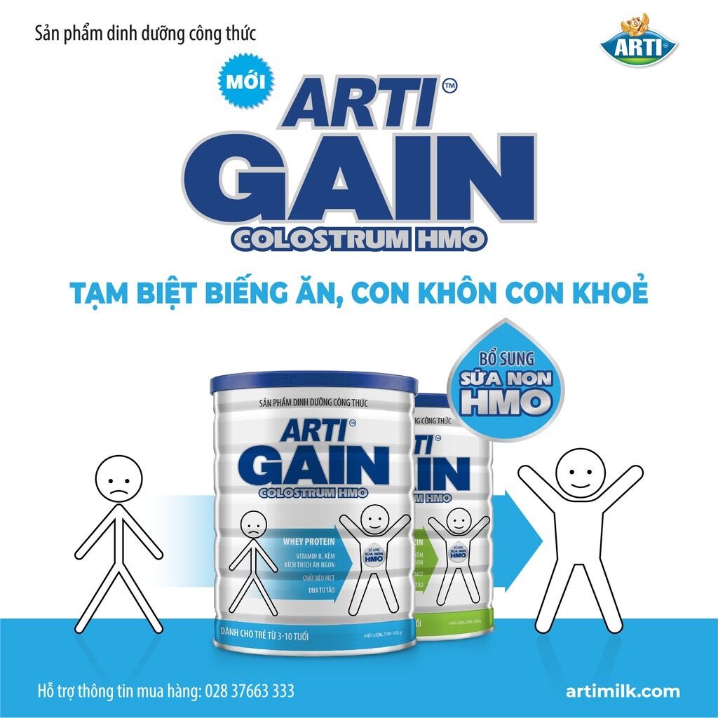 Sữa bột Arti Gain Colostrum HMO 6-36 tháng
