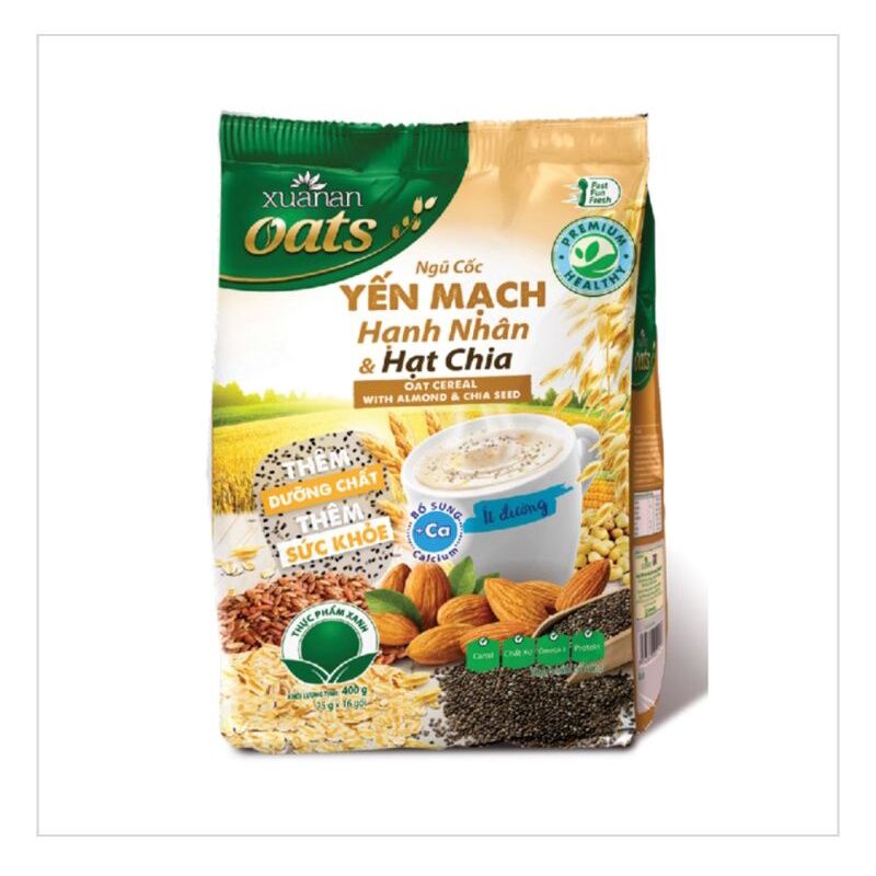 [DATE MỚI] NGŨ CỐC YẾN MẠCH HẠNH NHÂN HẠT CHIA XUÂN AN 200G (8Gói x 25G)