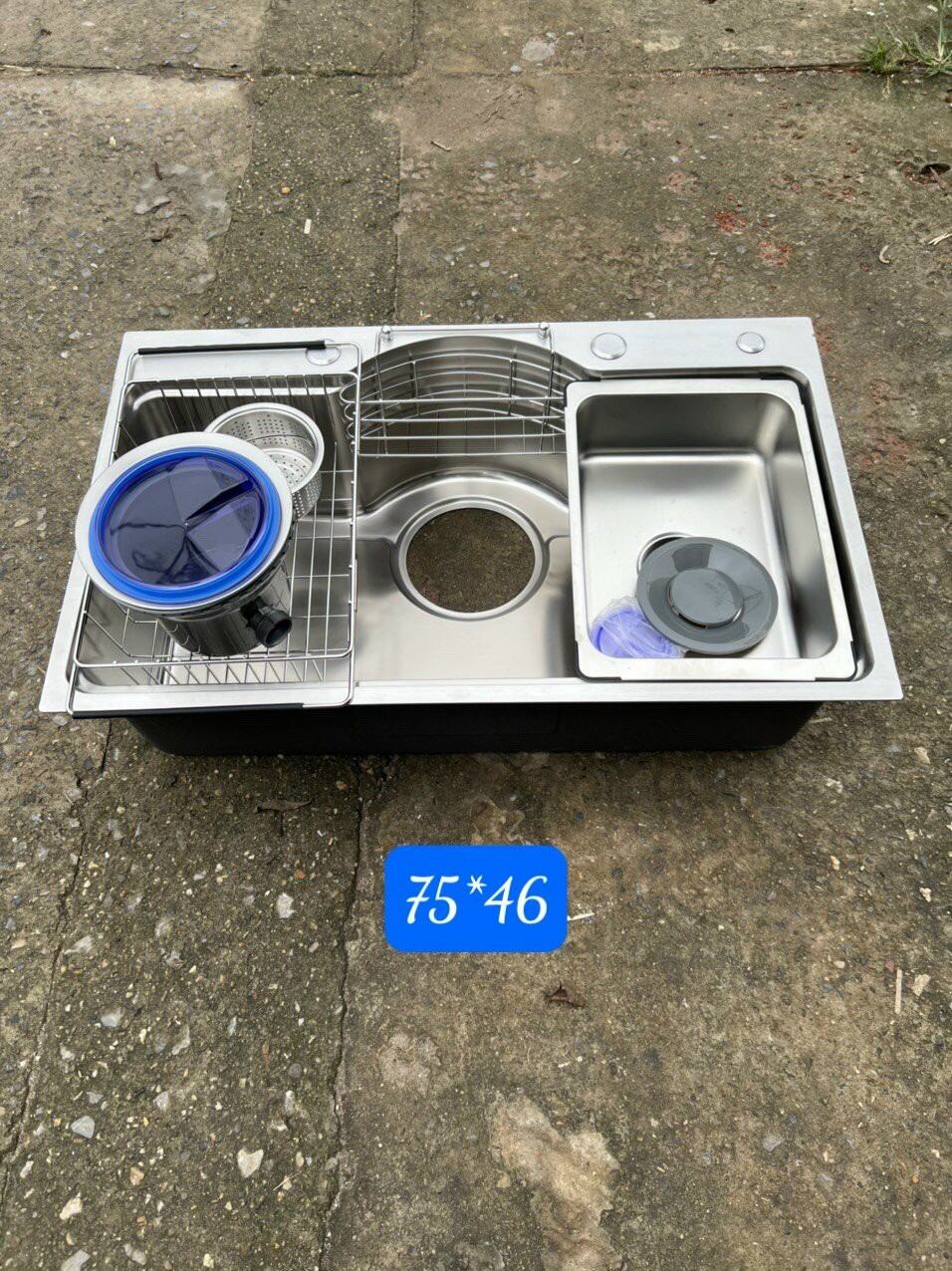 Chậu rửa bát đúc hàn quốc 1 hố lớn inox 304, dày 3,5mm