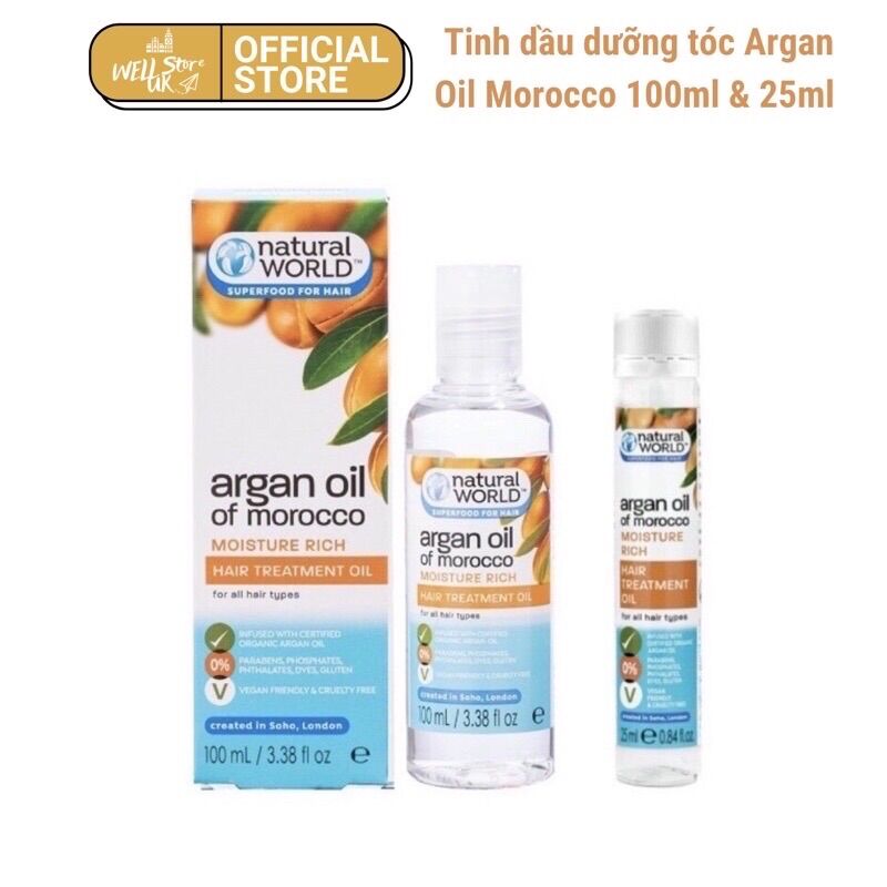 UK- Tinh dầu dưỡng tóc Moroccan Argan Oil Natural World