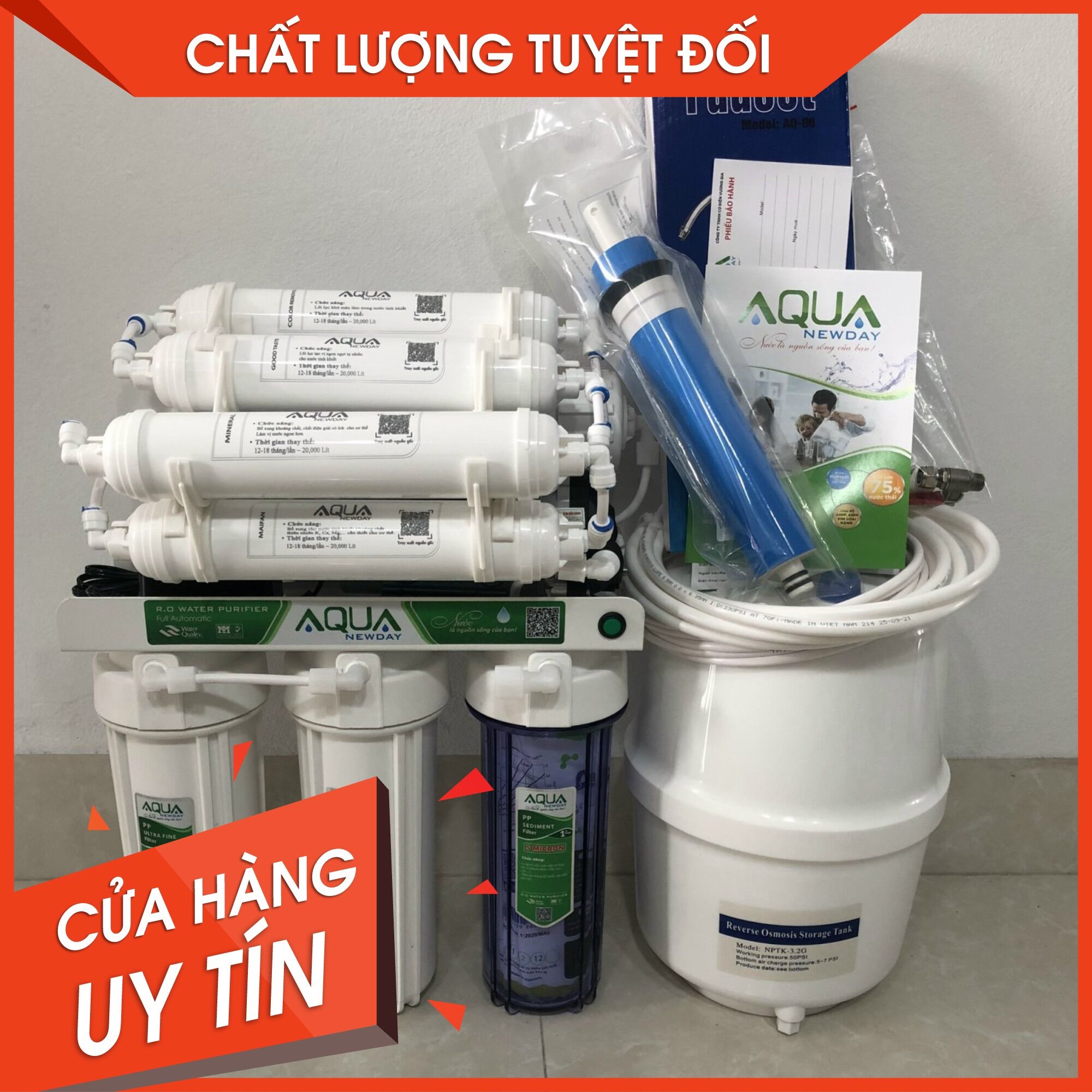 Máy lọc nước RO AQua 9 cấp không tủ để gầm