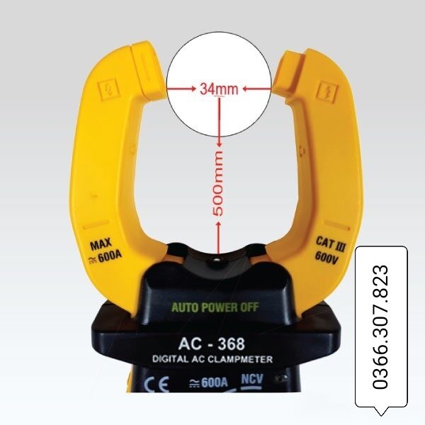 [Hcm]Ampere Clamp Meter for Measuring Ac Current Apech Ac-368 (600A)