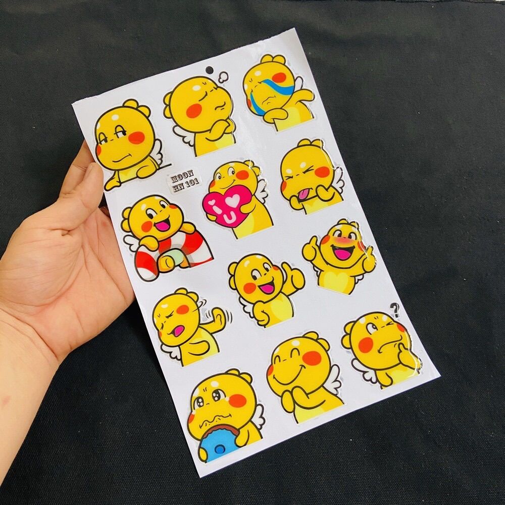 1 Sét Tem Icon ngộ nghĩnh Dán xe ( Tem Khủng Long )