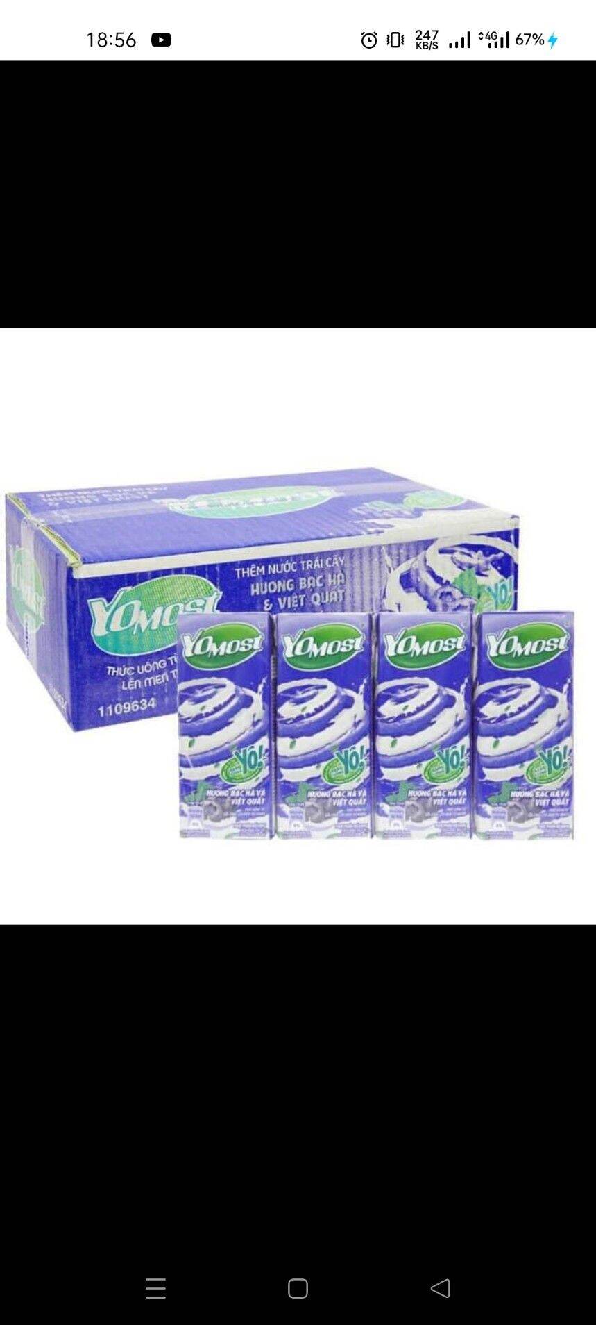 Sữa Yomost vị Việt quất 1 thùng 12 lốc