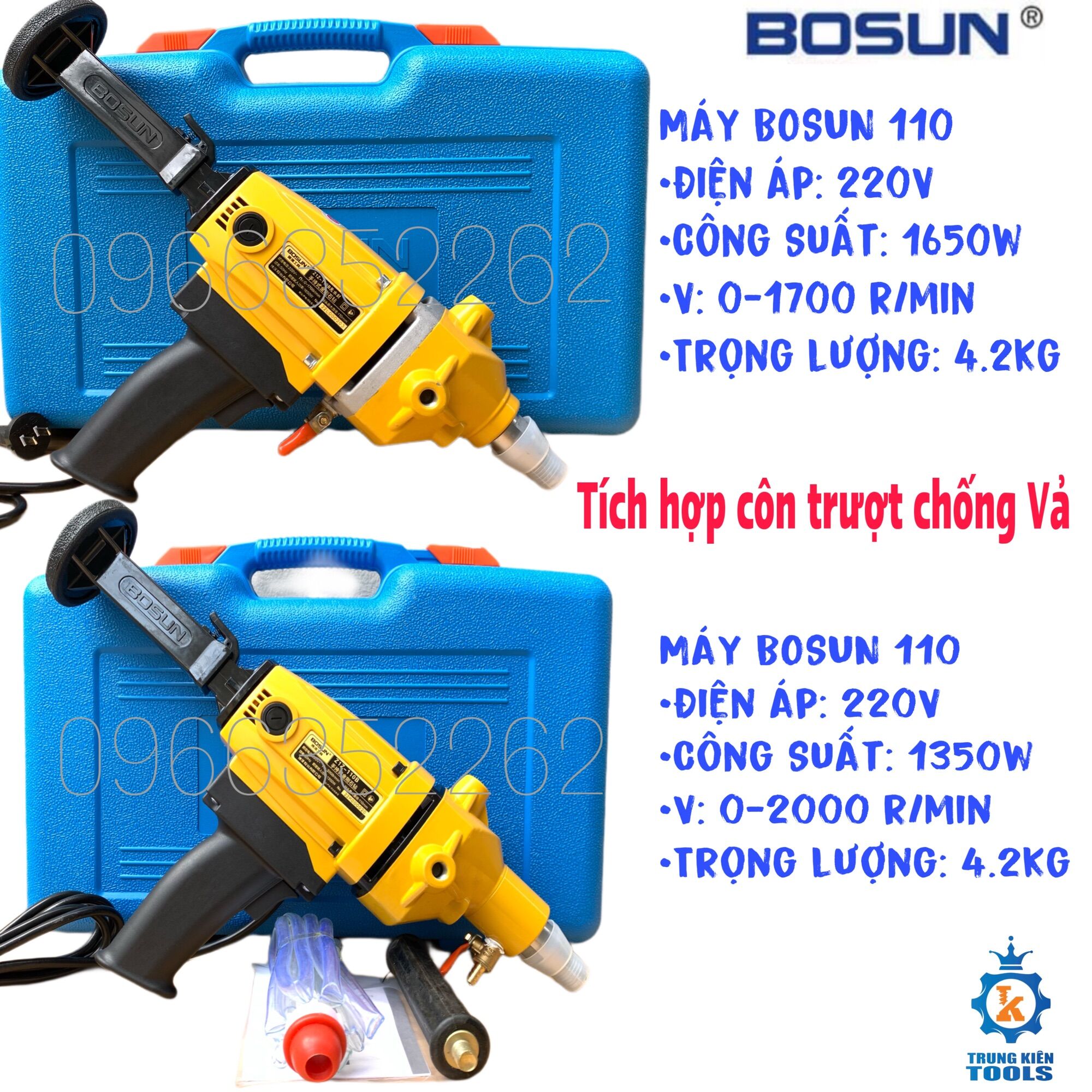 Máy khoan rút lõi bosun 110 - tích hợp côn trượt chống vả