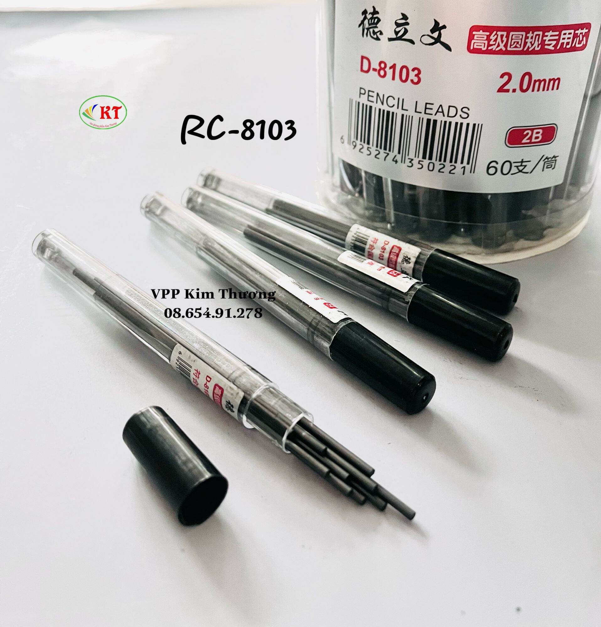 Combo 2 Ống Ruột chì 2B loại to 2.0mm mã 8103 sử dụng cho bút chì bấm ruột to (DF-0069 Mini-0068 MP0