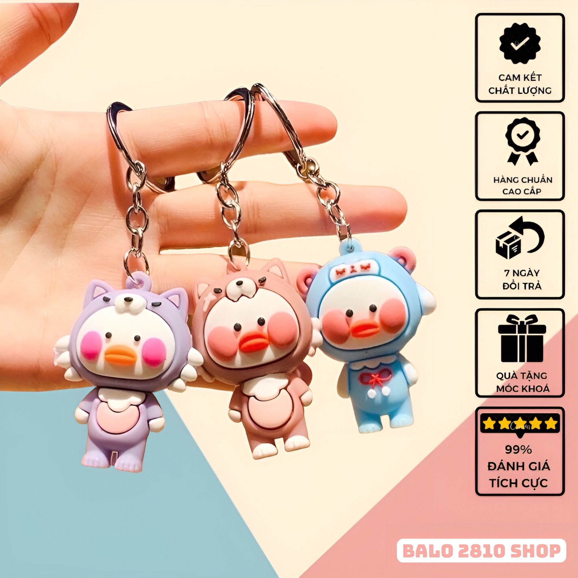 Móc Khoá Hình Vịt Cute Hot Trend Móc Treo Chìa Khoá Silicon Hoạt Hình - Phụ Kiện Balo Túi Xách