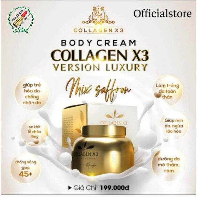 Kem body collagen x3 đông anh mềm mịn thấm nhanh dùng là trắng siêu trắng 250g