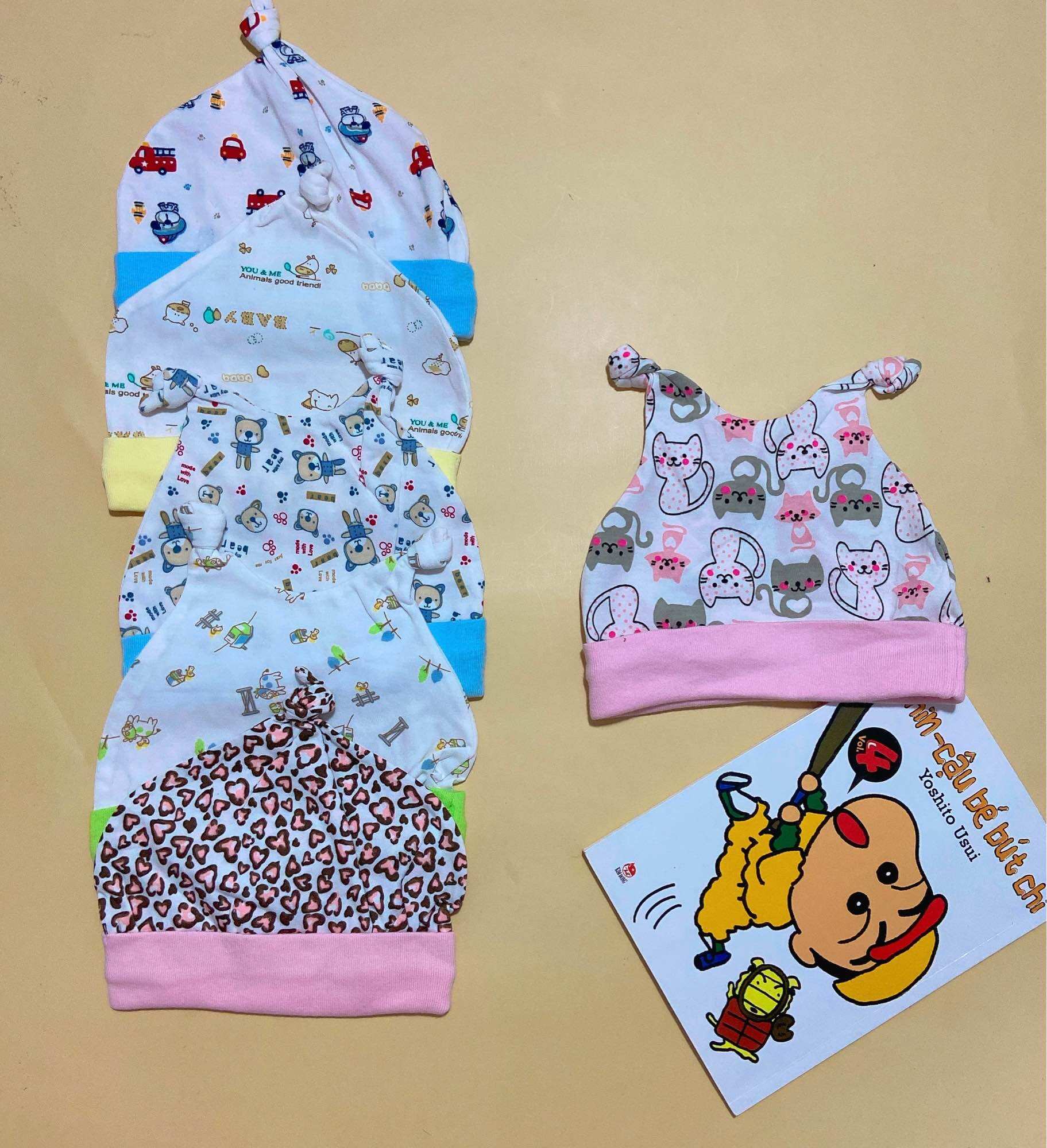 Mũ cotton bé trai/ gái sơ sinh