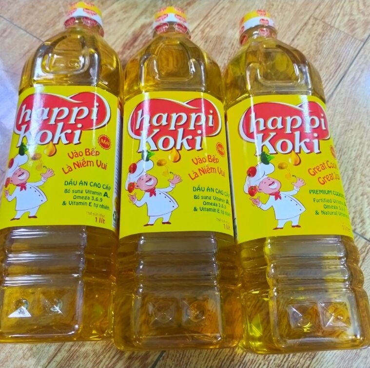 1 CHAI DẦU ĂN HAPPY KOKI- 1 Lít