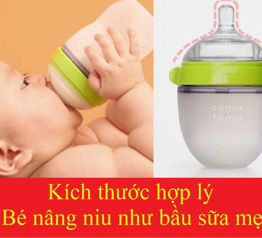 Bình sữa comotomo 150ml  siêu mềm cho bé sơ sinh (màu hồng/xanh)