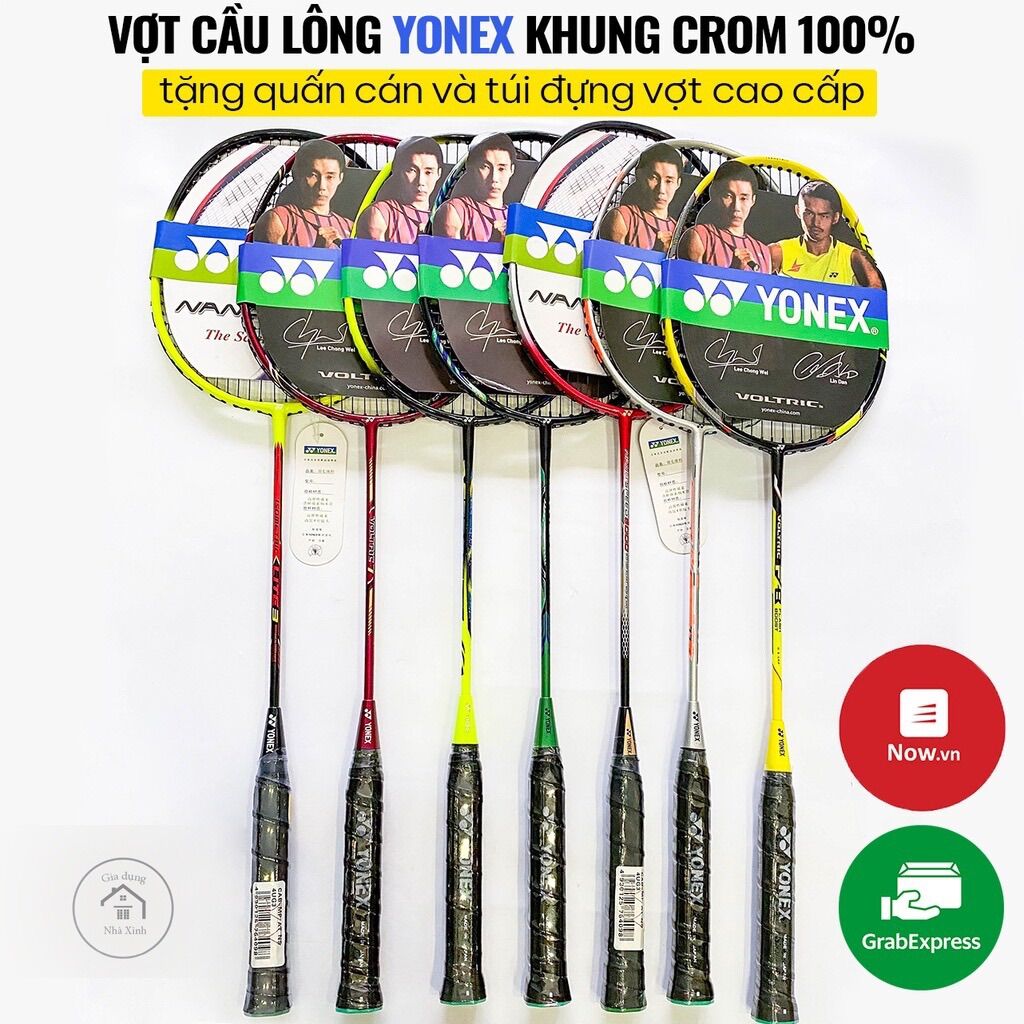 Bộ 2 vợt yonex khung crom siêu bền tặng kèm 2 túi đựng vợt