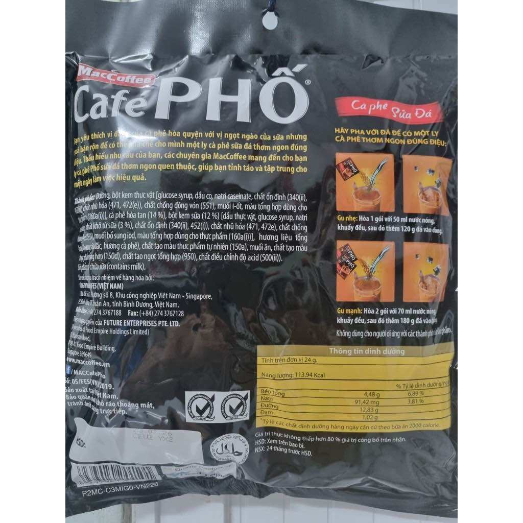 Bịch 30 Gói Cà Phê Phố Sữa Đá 24g*30 Gói